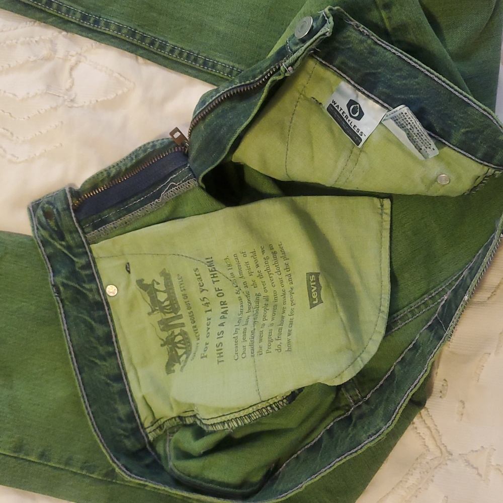 Levi's Green Dyed Jeans Limited Edition Straight 514 Red Tab - Picture 9 of 9